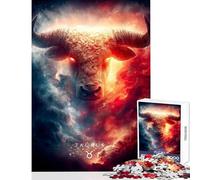 Jigsaw Puzzle 1000 Piece for Adults Taurus Zodiac Sign Digital Art Impossible Game Learning Educational DIY Toys Artists' Collection, Fine Arts (26X38cm)