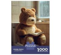 Jigsaw Puzzle 1000 Piece for Adults Teddy Bear Reading on Toilet Jigsaw Puzzle Fun Games A Work of Art Deal As Gifts for The Whole Family 38x26cm/1000pcs