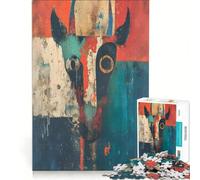 Jigsaw Puzzle 1000 Piece for Adults The Cow Abstract Cubed Practical Game Difficult And Challenge Suitable for Desktop Decoration 38x52cm