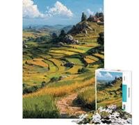 Jigsaw Puzzle 1000 Piece for Adults The Path to The Hilltop Village Puzzles for Adults Anti-Stress Toys Staycation Kill Time Help The Brain Exercise (size 38x52cm)