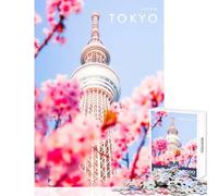 Jigsaw Puzzle 1000 Piece for Adults The Tokyo Tower Adult Jigsaw Puzzles Birthday Present Every Piece Is Unique - Challenging Family Fun Game (50x75cm)