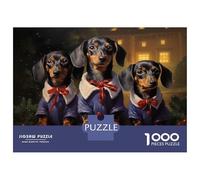 Jigsaw Puzzle 1000 Piece for Adults Three Dachshunds Christmas Art Puzzles for Adults Family Game Birthday Present Deal As Gifts for The Whole Family 70x50cm/1000pcs