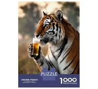 Jigsaw Puzzle 1000 Piece for Adults Tiger Sipping A Beer Adult Jigsaw Puzzle Toy Wall Decor Wall Decoration Unique Birthday And Gifts 52x38cm/1000pcs