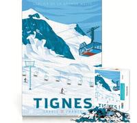 Jigsaw Puzzle 1000 Piece for Adults Tignes Ski Resort Print Sharp Cut Craft Focus Game Gift Idle Time Game Xmas Scene Art(38x26cm)