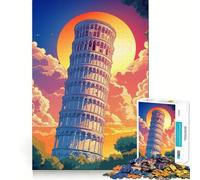 Jigsaw Puzzle 1000 Piece for Adults Tower of Pisa Sunset Italy Sharp Cut Craft Focus Game Gift Idle Time Game Xmas Scene Art (38x52cm)