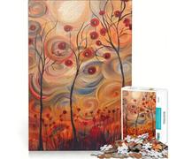 Jigsaw Puzzle 1000 Piece for Adults Trees with Red Leaves And Sun, Impossible Game, Parent-child Interaction, for Birthday, Chrismas 38x26cm