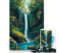 Jigsaw Puzzle 1000 Piece for Adults Tropical Waterfall in Lush Greenery Sharp Cut Craft Focus Game Gift Idle Time Game Xmas Scene Art (50x75cm)