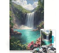 Jigsaw Puzzle 1000 Piece for Adults Tropical Waterfall Paradise, Impossible Game, Parent-child Interaction, for Birthday, Chrismas 50x75cm