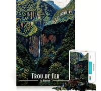 Jigsaw Puzzle 1000 Piece for Adults Trou De Fer, La Reunion Sharp Cut Craft Focus Game Gift Idle Time Game Xmas Scene Art (50x75cm)