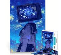Jigsaw Puzzle 1000 Piece for Adults TV Head Girl Starry Night Sharp Cut Craft Focus Game Gift Idle Time Game Xmas Scene Art (38x52cm)