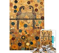 Jigsaw Puzzle 1000 Piece for Adults Two Birds on A Wire Klimt Challenging To Complete Pattern Assembly Home Decoration Toys for And from 14 Years And over (50X75cm)
