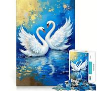 Jigsaw Puzzle 1000 Piece for Adults Two Swans in Love Art Sharp Cut Craft Focus Game Gift Idle Time Game Xmas Scene Art (50x75cm)
