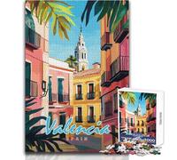 Jigsaw Puzzle 1000 Piece for Adults Valencia Street Scene Home Art Decor Practical Game for And 14 Years And over (size 38x26cm)
