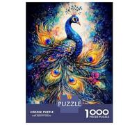 Jigsaw Puzzle 1000 Piece for Adults Vibrant Watercolor Peacock Puzzle for Adults Hands-on Game Improve Memory Stress Reduction Gifts 52x38cm/1000pcs