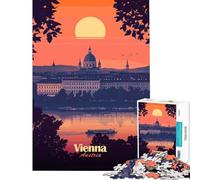 Jigsaw Puzzle 1000 Piece for Adults Vienna Sunset Cityscape Educational Game Learning Educational Toys Great Gifts And Toys Suitable for Couples (Size 38x26cm)