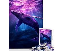 Jigsaw Puzzle 1000 Piece for Adults Violet Whale's Graceful Dive Educational Game Wall Art Toy Wall Decor Artists' Collection, Fine Arts (50x75cm)