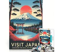 Jigsaw Puzzle 1000 Piece for Adults Visit Japan︰ Rising Sun Landscape Poster Impossible Game Home Decoration Deal As Gifts for The Whole Family 38x26cm