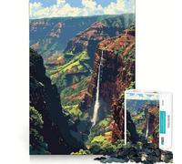 Jigsaw Puzzle 1000 Piece for Adults Waimea Waterfall Pixel Art Sharp Cut Craft Focus Game Gift Idle Time Game Xmas Scene Art (50x75cm)