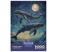 Jigsaw Puzzle 1000 Piece for Adults Whales Leaping Under Stars Jigsaw Toy Wall Decor Analysis And Logic Deal As Gifts for The Whole Family 70x50cm/1000pcs