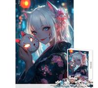 Jigsaw Puzzle 1000 Piece for Adults Whispering Cat Spirit Educational Game Wall Art Toy Wall Decor Artists' Collection, Fine Arts (38x26cm)