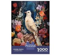 Jigsaw Puzzle 1000 Piece for Adults White Bird in Flowers Puzzles for Adults Toy Wall Decor But Fun And Humorous Unique Birthday And Gifts 52x38cm/1000pcs