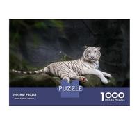 Jigsaw Puzzle 1000 Piece for Adults White Tiger Resting on Rock Puzzles for Adults Family Game Birthday Present Deal As Gifts for The Whole Family 52x38cm/1000pcs