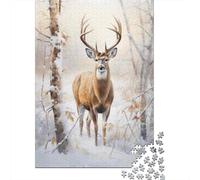 Jigsaw Puzzle 1000 Piece for Adults Winter White Tail Deer Art Print Jigsaw Toy Wall Decor Analysis And Logic Deal As Gifts for The Whole Family 70x50cm/1000pcs