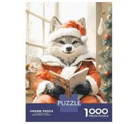 Jigsaw Puzzle 1000 Piece for Adults Wolf in Santa Suit Reading Jigsaw Puzzle Fun Games A Work of Art Deal As Gifts for The Whole Family 38x26cm/1000pcs