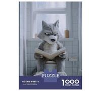 Jigsaw Puzzle 1000 Piece for Adults Wolf Reading on A Toilet Adult Jigsaw Hands-on Game Staycation Kill Time Stress Reduction Gifts 70x50cm/1000pcs