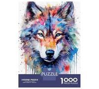 Jigsaw Puzzle 1000 Piece for Adults Wolf Watercolors Puzzles for Adults Family Game Birthday Present Deal As Gifts for The Whole Family 38x26cm/1000pcs