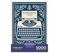 Jigsaw Puzzle 1000 Piece for Adults World Book Day Typewriter Illustration Puzzles for Adults Family Game Birthday Present Deal As Gifts for The Whole Family 70x50cm/1000pcs