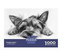 Jigsaw Puzzle 1000 Piece for Adults Yorkshire Terrier Pencil Drawing Jigsaws for Adults Family Game Wall Decoration Deal As Gifts for The Whole Family 70x50cm/1000pcs