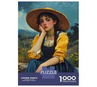 Jigsaw Puzzle 1000 Piece for Adults Young Woman in A Straw Hat Jigsaw Puzzle Fun Games A Work of Art Deal As Gifts for The Whole Family 38x26cm/1000pcs