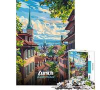 Jigsaw Puzzle 1000 Piece for Adults Zurich, Switzerland Cityscape Art Relaxing Games Learning Educational Toys Great Gifts for Games Presents for Women (Size 38x52cm)