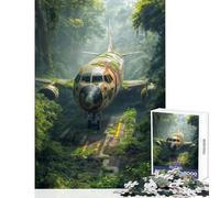 Jigsaw Puzzle 1000 Piece for Teenagers Abandoned Airplane in Jungle Impossible Game Suitable for Couples Toy Wall Decor Help The Brain Exercise (38X26CM)
