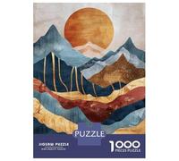 Jigsaw Puzzle 1000 Piece for Teenagers Abstract Mountain Sunset Art Print-2 Jigsaw for Adults Hands-on Game Difficult Hard Stress Reduction Gifts 38x26cm/1000pcs