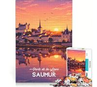 Jigsaw Puzzle 1000 Piece for Teenagers Affiche Saumur Coucher De Soleil, Brain Teaser Game, Precision Cutting, Unique Birthday And Xmas Gifts 38x26cm