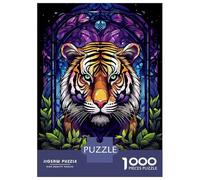 Jigsaw Puzzle 1000 Piece for Teenagers Amazing Tiger Absract Flor Puzzle for Adults Hands-on Game Staycation Kill Time Help The Brain Exercise 52x38cm/1000pcs