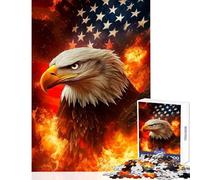 Jigsaw Puzzle 1000 Piece for Teenagers American Eagle in Flames Jigsaw 1000 Piece Hands-on Game Gifts for Women Men Wall Decoration (38x26cm)