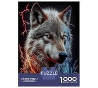 Jigsaw Puzzle 1000 Piece for Teenagers Angry Wolf Face Animal Puzzle for Adults Hands-on Game Staycation Kill Time Help The Brain Exercise 38x26cm/1000pcs