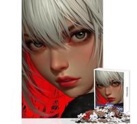Jigsaw Puzzle 1000 Piece for Teenagers Anime Girl Portrait with Red Background Educational Game Wall Decoration DIY Toys Help The Brain Exercise (50X75CM)