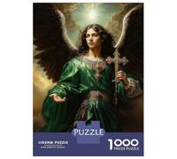 Jigsaw Puzzle 1000 Piece for Teenagers Archangel Raphael in Green Robe with Cross Puzzles for Adults Fun Games Wall Decoration Stress Reduction Gifts 38x26cm/1000pcs