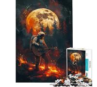 Jigsaw Puzzle 1000 Piece for Teenagers Astronaut Playing Guitar Jigsaw Puzzle 1000 Home Decoration Toys Pattern Assembly Deal As Gifts for The Whole Family (50x75cm)