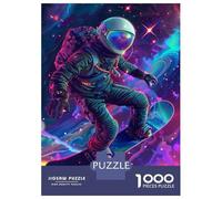 Jigsaw Puzzle 1000 Piece for Teenagers Astronaut Snowboarding in Space Puzzle for Adults Family Games But Fun And Humorous Unique Birthday And Gifts 38x26cm/1000pcs