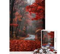 Jigsaw Puzzle 1000 Piece for Teenagers Autumn Road Through Forest Impossible Game Suitable for Couples Toy Wall Decor Help The Brain Exercise (75X50CM)