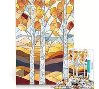 Jigsaw Puzzle 1000 Piece for Teenagers Autumn Trees Stained Glass Style, Toy Wall Decor, Difficult And Challenge, Great Gift for Gaming 38x52cm