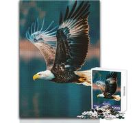 Jigsaw Puzzle 1000 Piece for Teenagers Bald Eagle in Flight Cozy Soothing Indoor Downtime Advanced Precision Cut Play Toy Size 38x52cm
