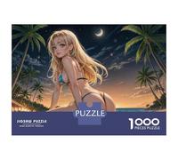 Jigsaw Puzzle 1000 Piece for Teenagers Beach Night Palm Trees Puzzles for Adults Fun Games Wall Decoration Stress Reduction Gifts 38x26cm/1000pcs