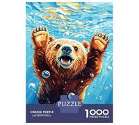 Jigsaw Puzzle 1000 Piece for Teenagers Bear Underwater with Bubbles Jigsaw for Adults Family Games Birthday Present Help The Brain Exercise 70x50cm/1000pcs