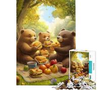 Jigsaw Puzzle 1000 Piece for Teenagers Bears Picnic Puzzles for Adults Relaxing Games A Work of Art Stress Reduction Gifts (Size 50x75cm)